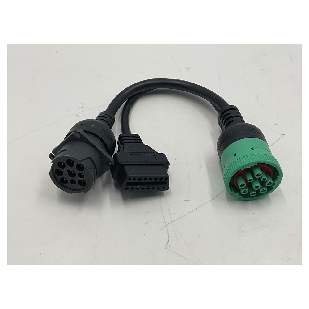 J1939 9-Pin to OBD2 16-Pin Y-Cable Heavy Duty Truck Diagnostic Adapter Green